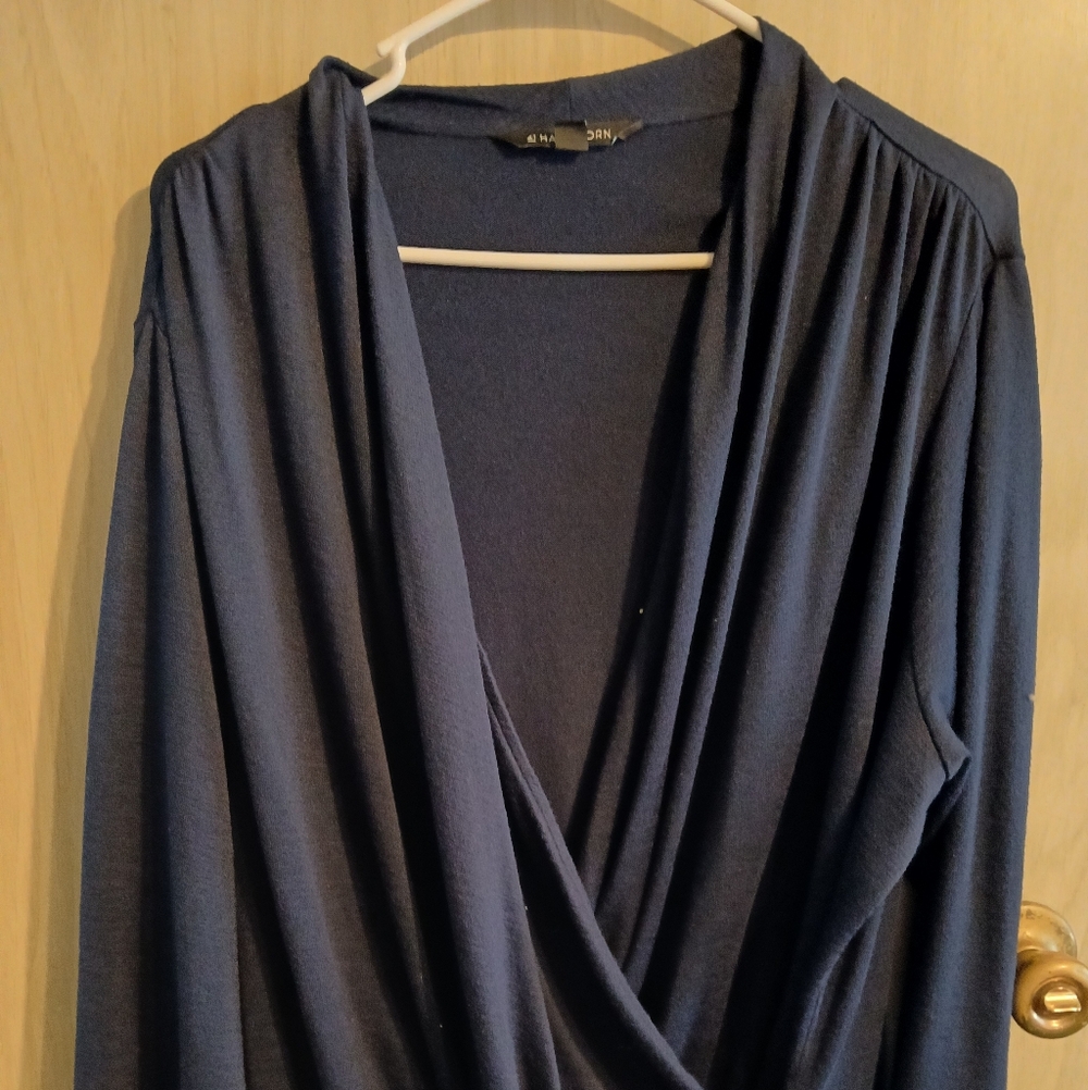 Women's Plus Size 3X  3/4 Sleeve Navy V-Neck Sweater Stylish & Comfy